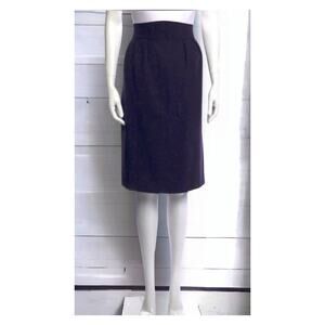 CHANEL BOUTIQUE Skirt 90's Vintage High Waist Yoke Large *No Size Tag Navy Blue